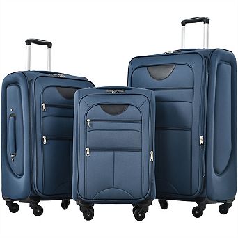 Softside Luggage Expandable 3 pc Set - 22/26/30" Upright Spinner Suitcase, Lightweight Travel Set