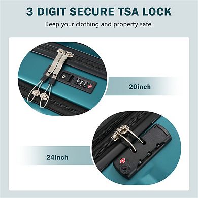 Front Opening Luggage 3 Set, Expandable Hardside Carry On Suitcase with USB Port, Spinner Wheels