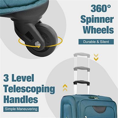 Softside Luggage Expandable 3 Piece Set - 22/26/30 IN Spinner Suitcase with Duffel Bag, Lightweight