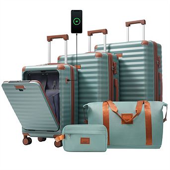 Luggage Sets 5 pc with Front Opening - Hardside Expandable Carry On, Spinner Wheels, TSA Lock