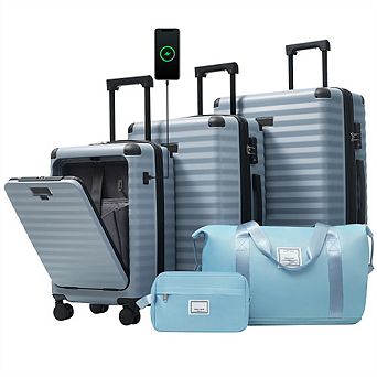 Luggage Sets 5 pc with Front Opening - Hardside Expandable Carry On, Spinner Wheels, TSA Lock
