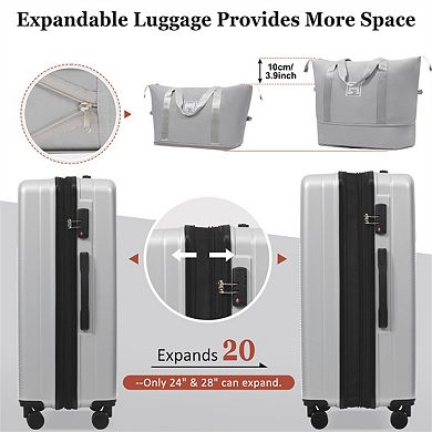 Luggage Sets 5 Piece with Half-Opening - Hardside Carry On Set, Double Spinner Wheels, Lightweight