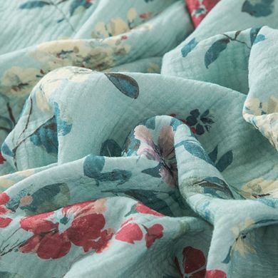 Reversible Cotton Muslin Blanket, Soft 3-Layer Lightweight Throw for Bed Sofa, Breathable Blanket