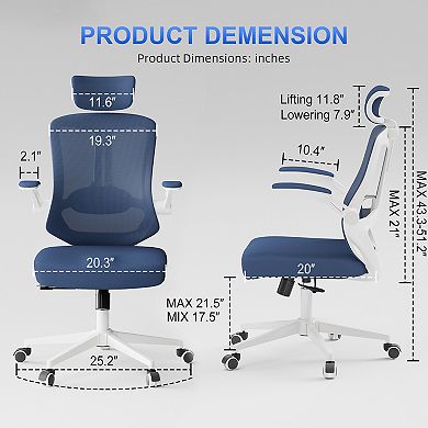 Loheer High Back Ergonomic Mesh Office Chair with Adjustable Headrest and Lumbar Support