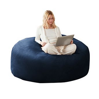 Loheer 6FT Memory Foam Bean Bag Chair, Oversized Round Sofa with Removable Flannel Cover