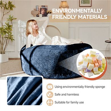 Loheer 6FT Memory Foam Bean Bag Chair, Oversized Round Sofa with Removable Flannel Cover