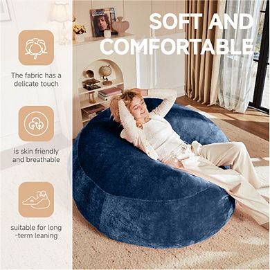 Loheer 6FT Memory Foam Bean Bag Chair, Oversized Round Sofa with Removable Flannel Cover