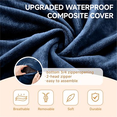 Loheer 6FT Memory Foam Bean Bag Chair, Oversized Round Sofa with Removable Flannel Cover