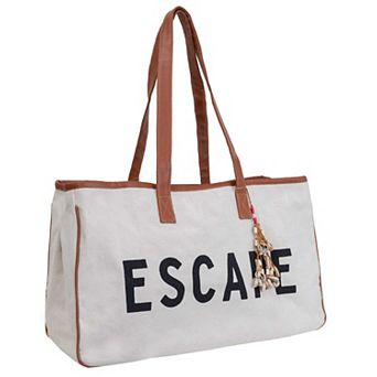 Magid Canvas Slogan Tote "ESCAPE"