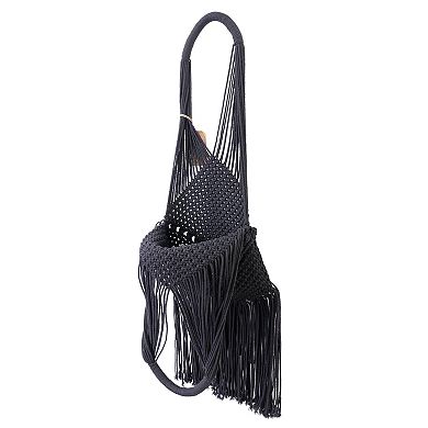 Magid Natural Cotton Macrame Fringe Shoulder Bag