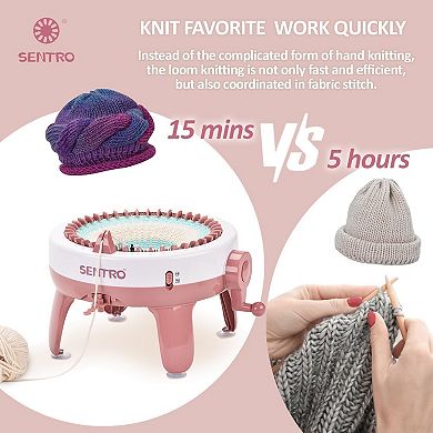 40-Needle Knitting Machine,Make Scarves,Hats,Socks Fast,Includes Flat Tube Key, Easy for Beginners