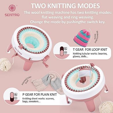 40-Needle Knitting Machine,Make Scarves,Hats,Socks Fast,Includes Flat Tube Key, Easy for Beginners