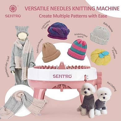40-Needle Knitting Machine,Make Scarves,Hats,Socks Fast,Includes Flat Tube Key, Easy for Beginners