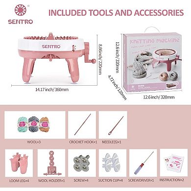 40-Needle Knitting Machine,Make Scarves,Hats,Socks Fast,Includes Flat Tube Key, Easy for Beginners