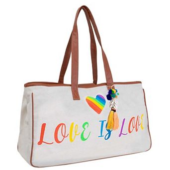Magid Canvas Slogan Tote "LOVE IS LOVE"