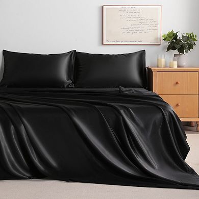 Satin Sheet Set, Silky Smooth Luxury Bed Sheets with Deep Pockets, Soft Breathable Bedding Set