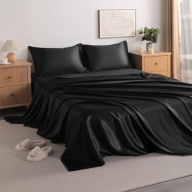 Satin Sheet Set, Silky Smooth Luxury Bed Sheets with Deep Pockets, Soft Breathable Bedding Set