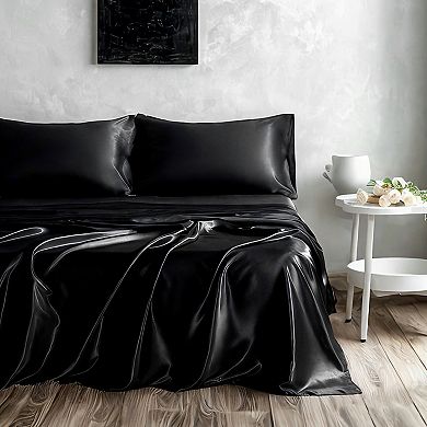 Satin Sheet Set, Silky Smooth Luxury Bed Sheets with Deep Pockets, Soft Breathable Bedding Set