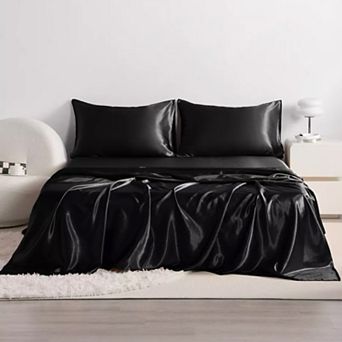 Satin Sheet Set, Silky Smooth Luxury Bed Sheets with Deep Pockets, Soft Breathable Bedding Set