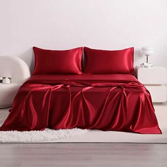 Satin Sheet Set, Silky Smooth Luxury Bed Sheets with Deep Pockets, Soft Breathable Bedding Set