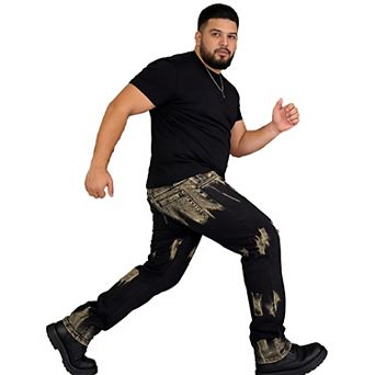 Men's Vintage Acid Wash Straight Leg Jeans, Distressed Casual Denim Pants for Streetwear