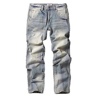 Men's Vintage Washed Baggy Jeans, Distressed Loose Fit Denim Pants for Streetwear & Casual