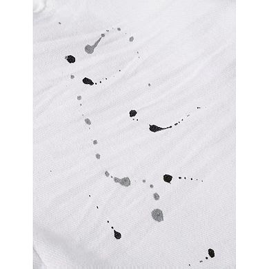 Men's White Distressed Slim Jeans, Paint Splatter Ripped Denim Pants for Streetwear