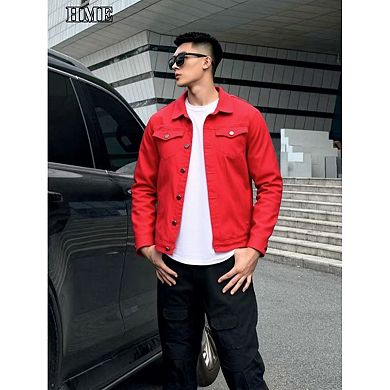 Men's Classic Denim Trucker Jacket, Casual Button-Down Jean Coat.
