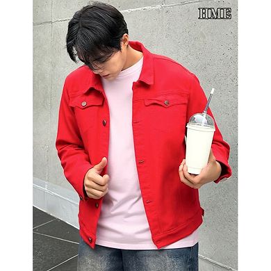 Men's Classic Denim Trucker Jacket, Casual Button-Down Jean Coat.