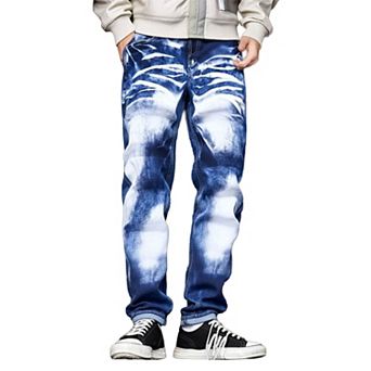 Men's Slim Fit Stretch Jeans, Washed Straight Leg Denim Pants, Casual Streetwear.