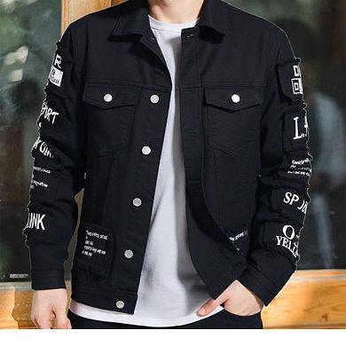 Men's Ripped Denim Jacket, Streetwear Patchwork Jean Coat, Casual Button Down Trucker Jacket.