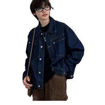 Men's Loose Fit Denim Jacket, Casual Classic Trucker Jean Coat for Streetwear