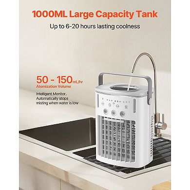 Portable Air Conditioner, Evaporative Air Cooler with Remote & Timer for Desktop