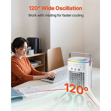 Portable Air Conditioner, Evaporative Air Cooler with Remote & Timer for Desktop