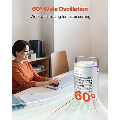 Portable Air Conditioner, 600ml Evaporative Air Cooler with Timer for Bedroom & Office