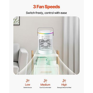 Portable Air Conditioner, 600ml Evaporative Air Cooler with Timer for Bedroom & Office