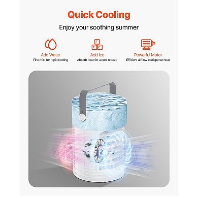 Portable Air Conditioner, 600ml Evaporative Air Cooler with Timer for Bedroom & Office