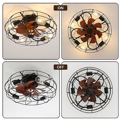 20 Inch Industrial Enclosed Ceiling Fan with Remote, Reversible Motor for Bedroom
