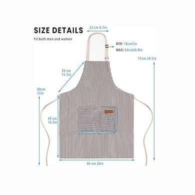 Adjustable Bib Apron with 2 Pockets