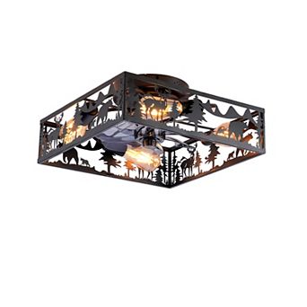 20 Inch Square Farmhouse Flush Mount Bladeless Ceiling Fan with Remote for Bedroom