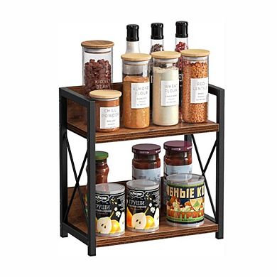 2 Tier Wood Countertop Shelf Organizer