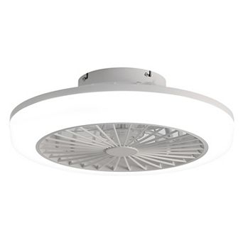 18 Inch Enclosed Ceiling Fan with Light, Flush Mount Bladeless Low Profile Fan for Bedroom