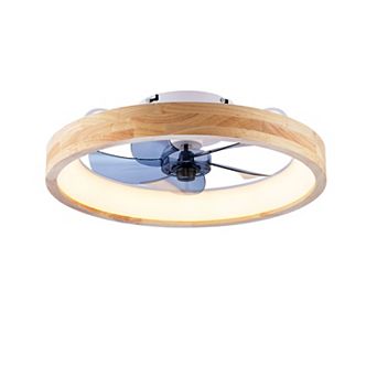 20 Inch Flush Mount Ceiling Fan With Light, Dimmable LED Quiet DC Motor For Bedroom
