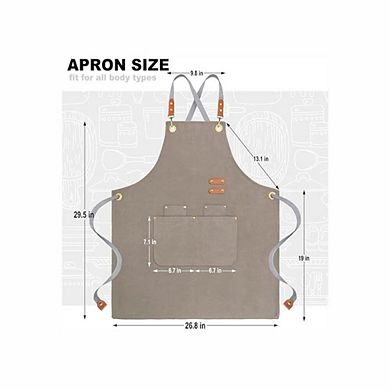 Cross Back Chef Apron with 4 Pockets