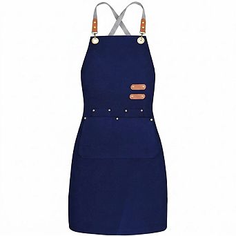 Cross Back Chef Apron with 4 Pockets