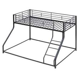 Metal Floor Bunk Bed Twin XL over Queen Black