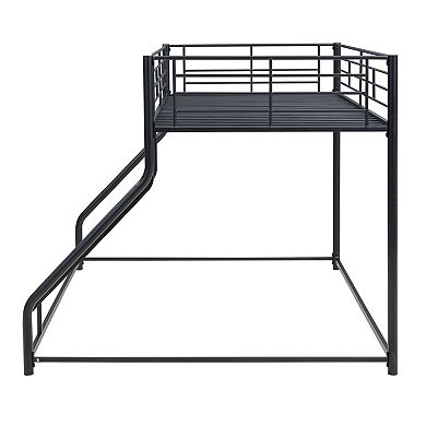 Metal Floor Bunk Bed Twin XL over Queen Black