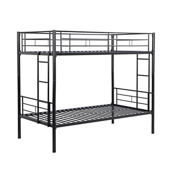 Metal Bunk Bed Twin over Twin with Stairs No Box Spring Needed