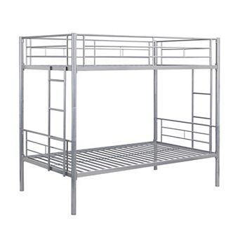 Metal Bunk Bed Twin over Twin with Stairs No Box Spring Needed