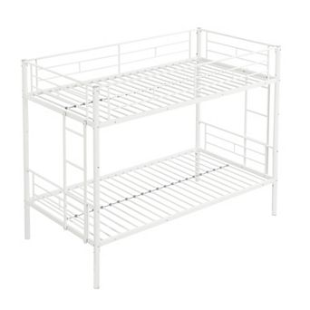 Metal Bunk Bed Twin over Twin with Stairs No Box Spring Needed